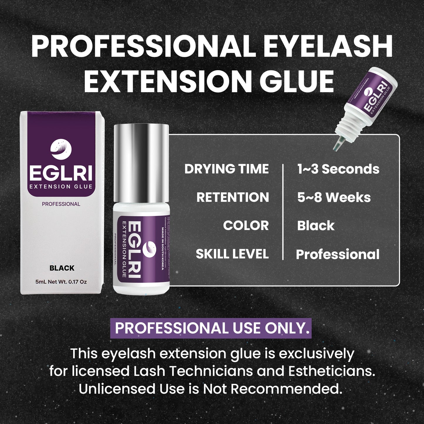 EGLRI's Premium Lash Extension Glue - 0.17 Fl.oz (5ml) | 2-Pack Bundle Deal
